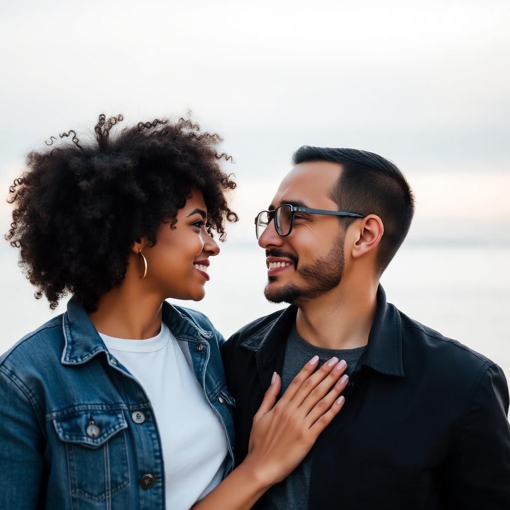 Couple looking and listening to each other